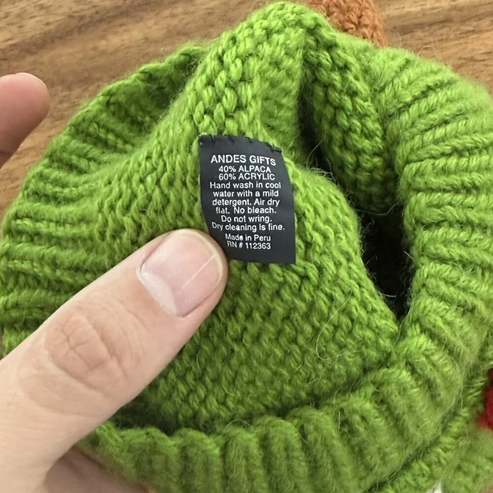Andes Gifts Monster Mike Wazowski Looking Hat Hood Knit Acrylic Alpaca Kids READ